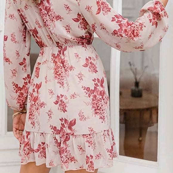 Floral Print Long Sleeve Mini Dress - Picture 5 of 7